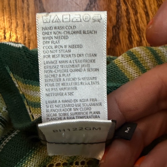 BCBGMaxAzria Green Chevron Asymmetrical Open Front Silk Cardigan – Size M - Picture 5 of 5